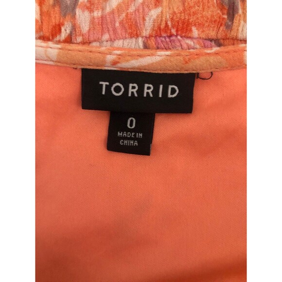Torrid Women’s Size 0 (12 Large) Floral Maxi Dress Orange Pink Boho Crochet Trim - Picture 7 of 16